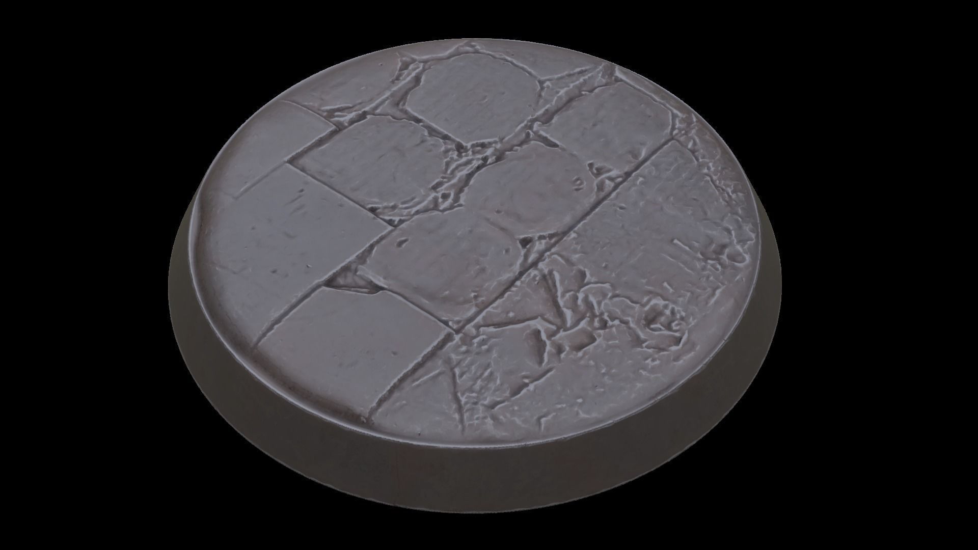 Broken Pavement Miniature bases 3D print model_5
