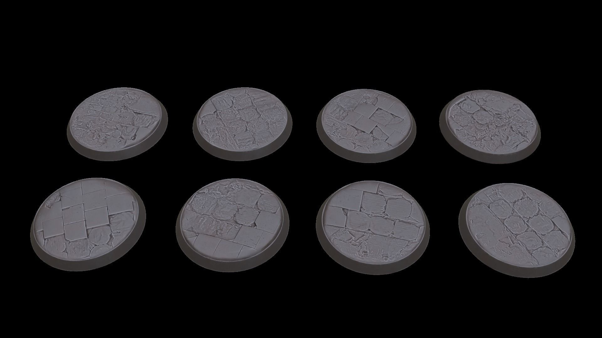 Broken Pavement Miniature bases 3D print model_3
