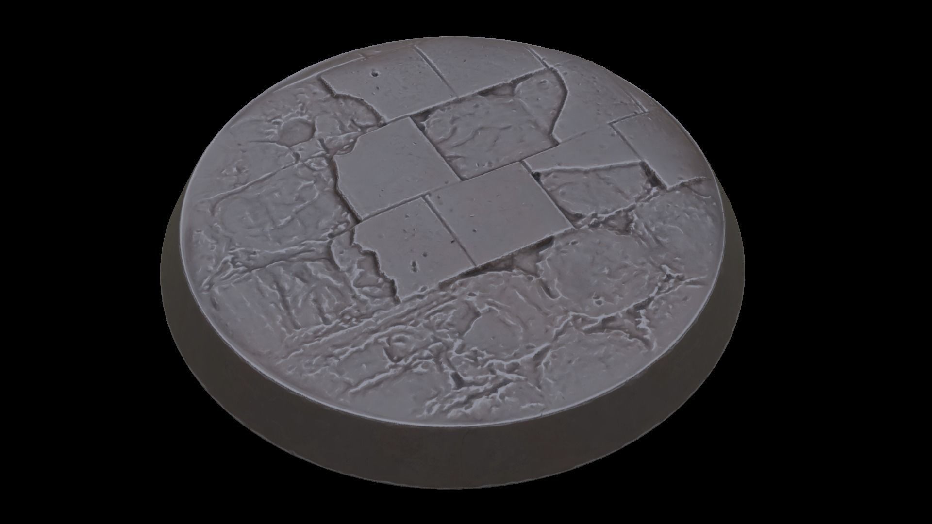 Broken Pavement Miniature bases 3D print model_11