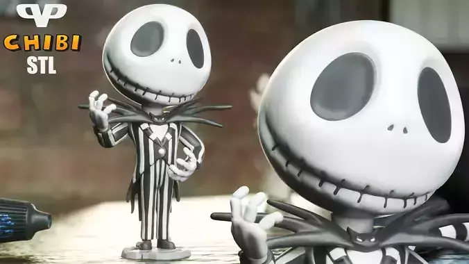 Jack Skellington Chibi STL for 3D Printing ChibiSTL 3DXM 3D print model