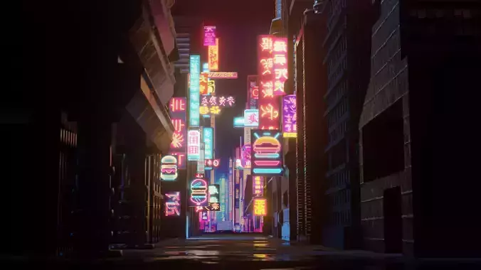 42 Neon Signs Pack Low-poly 3D model