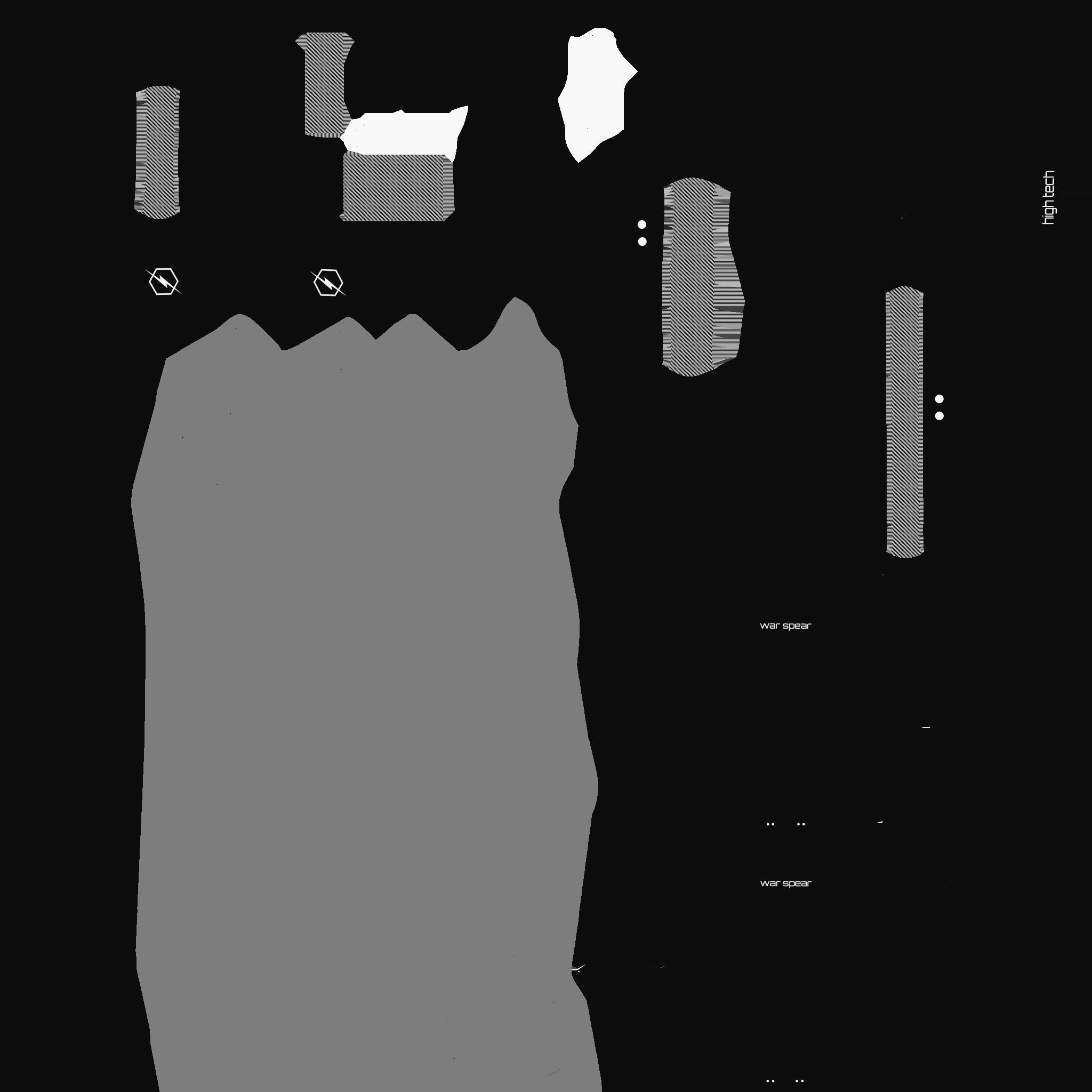 SciFi War Spear A07 Black White - Character Design Fashion Low-poly 3D model_19