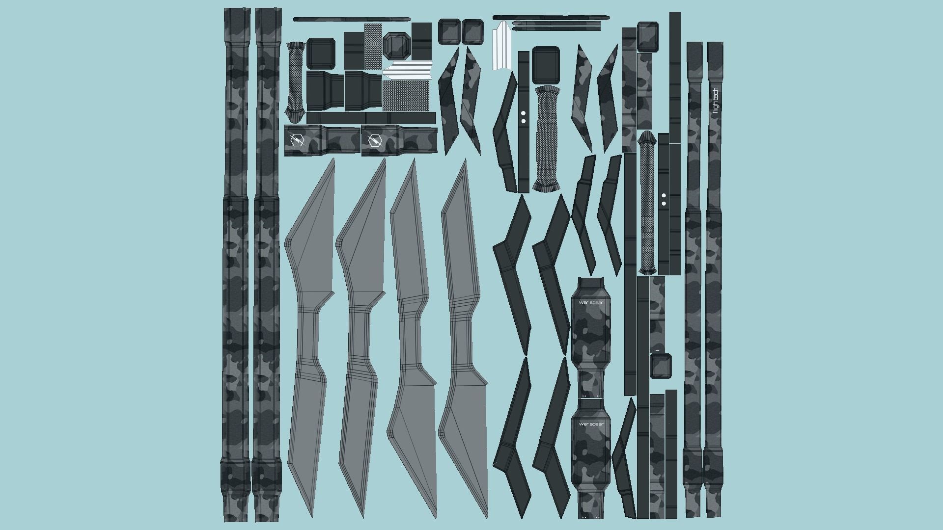 SciFi War Spear A09 Black Camo - Character Design Fashion Low-poly 3D model_5