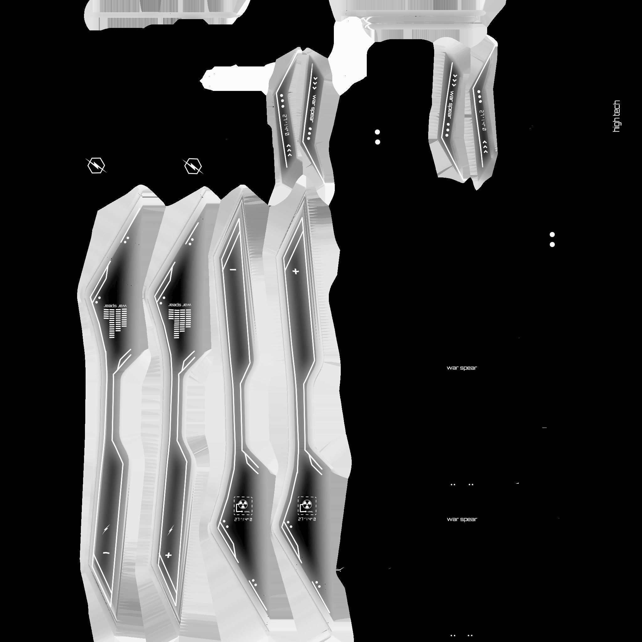 SciFi War Spear A09 Black Camo - Character Design Fashion Low-poly 3D model_20