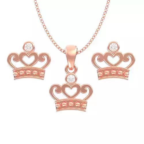 pendant earrings combo set crown 004