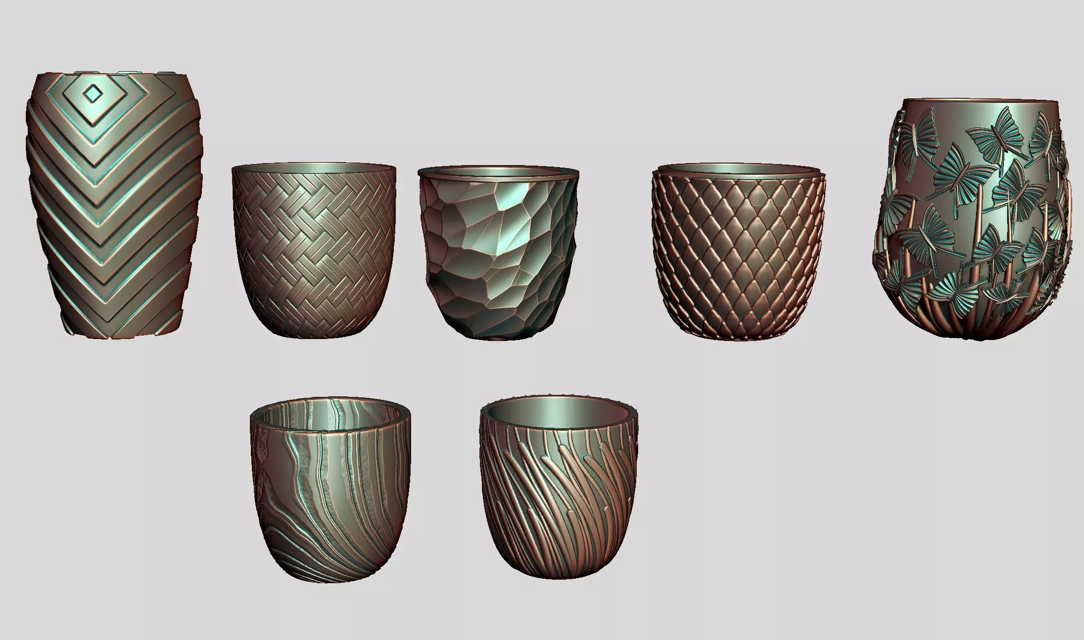 3D Printed 7 Flower pots for dacoratv 3D print model