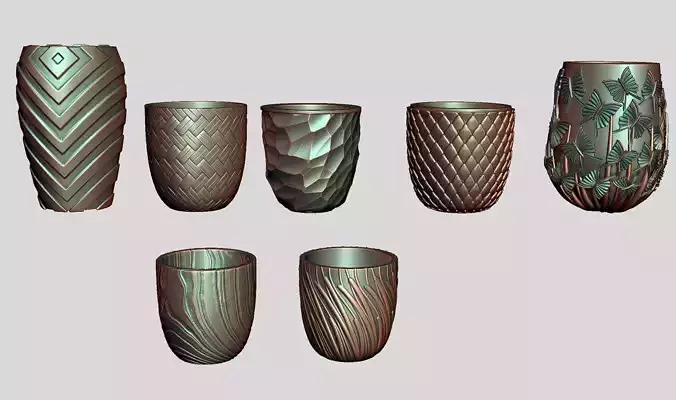 3D Printed 7 Flower pots for dacoratv  3D print model