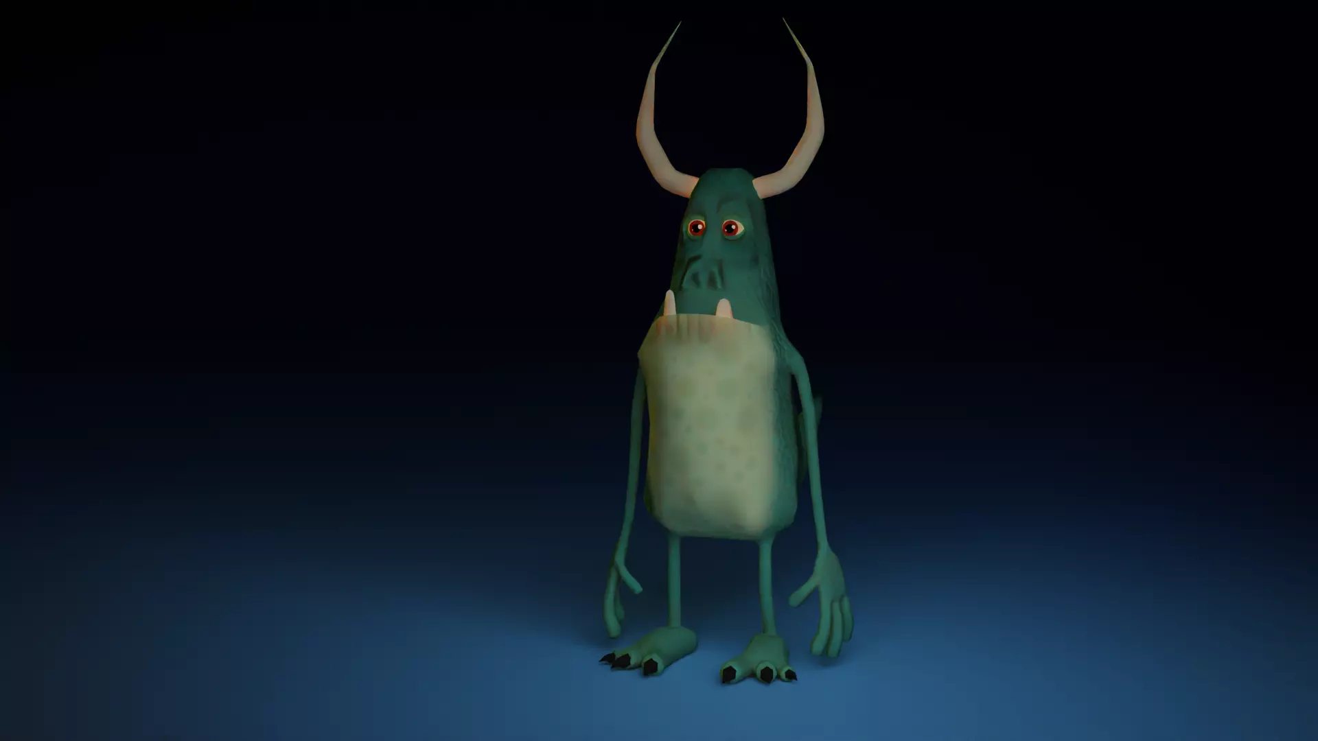 Character monster with horns Low-poly 3D model_0
