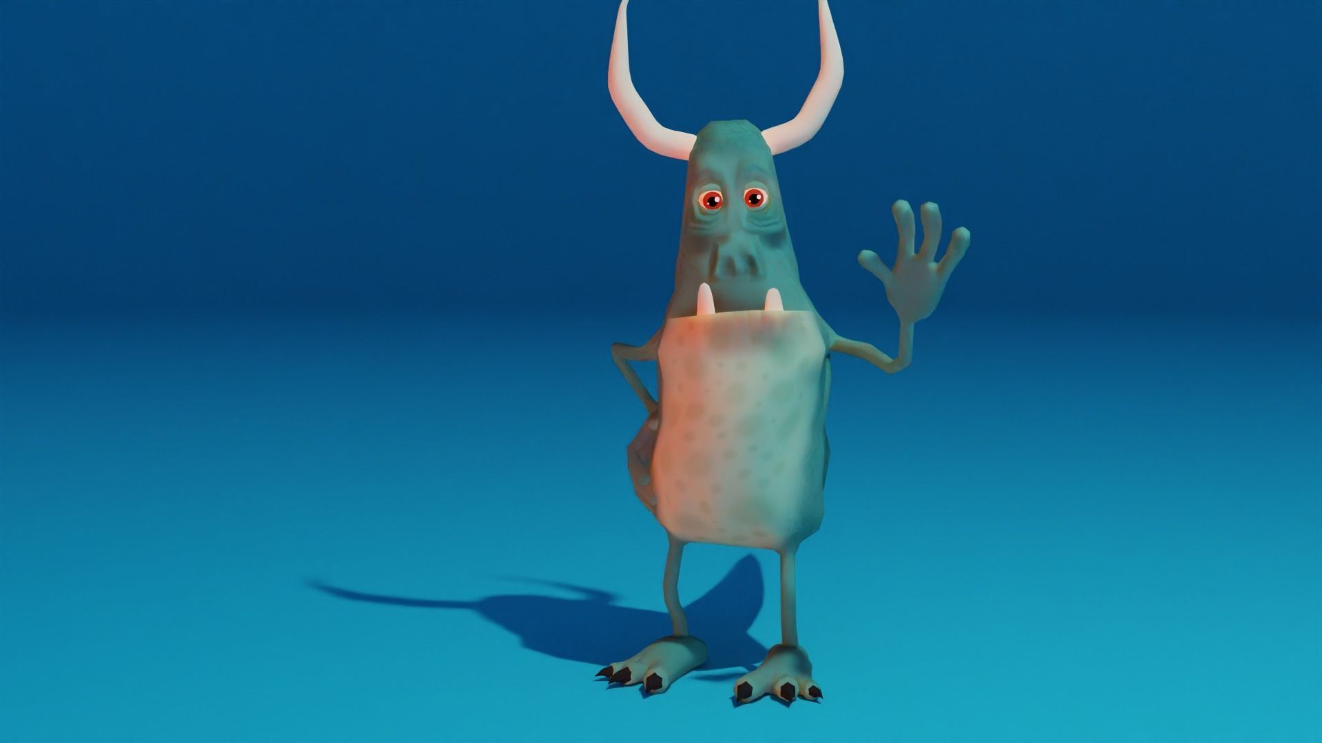 Character monster with horns Low-poly 3D model_4