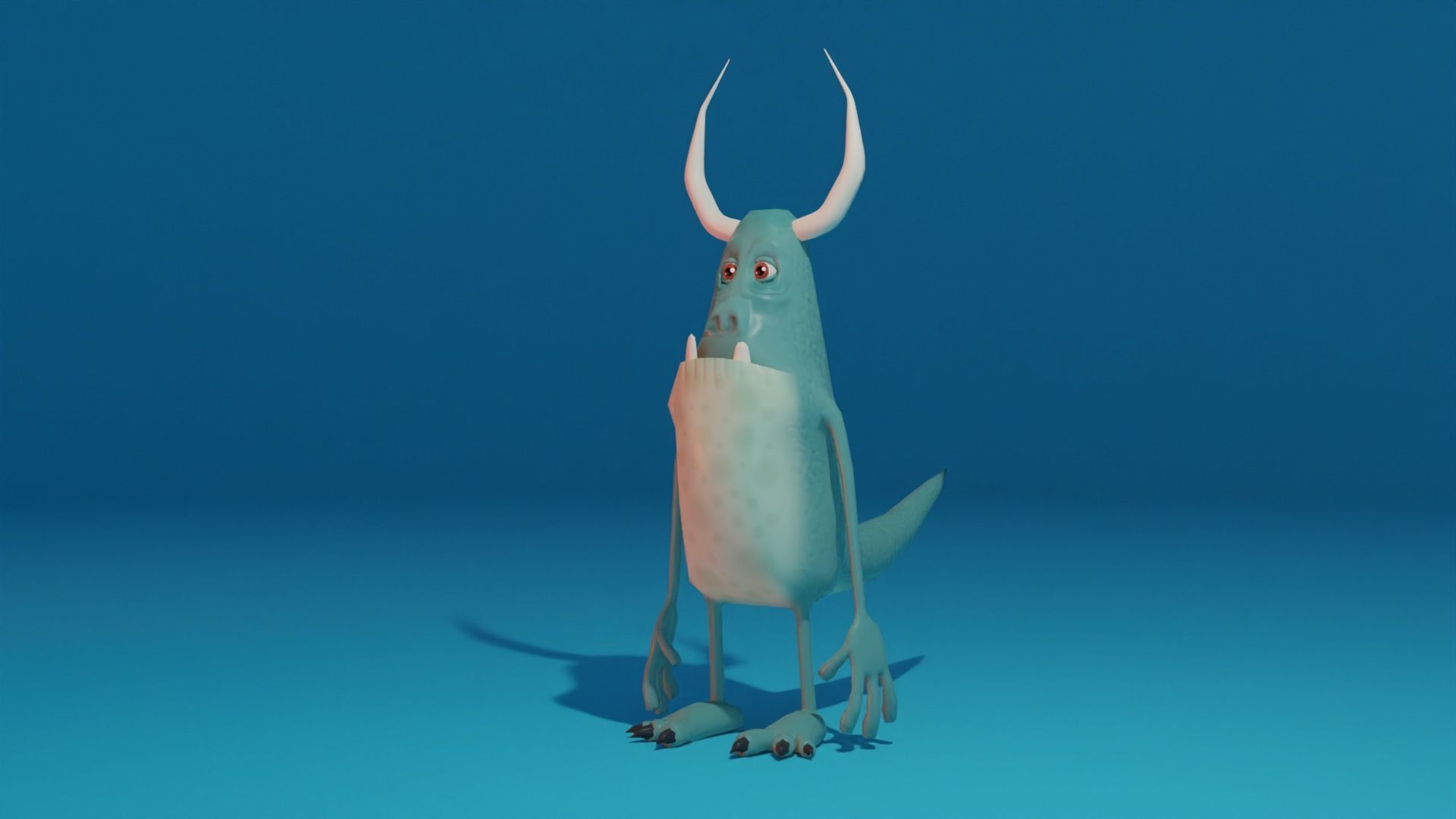 Character monster with horns Low-poly 3D model_7