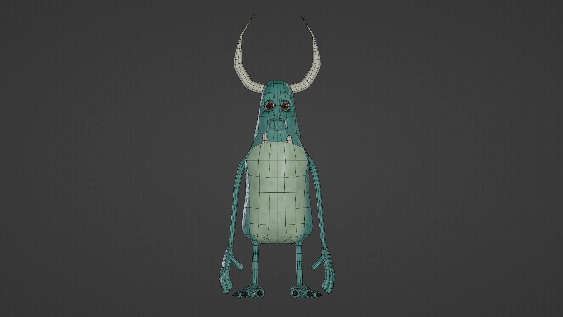Character monster with horns Low-poly 3D model_10