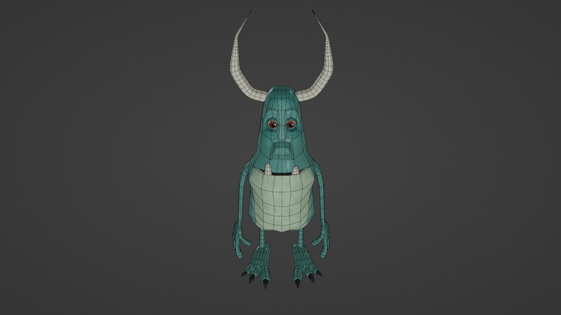 Character monster with horns Low-poly 3D model_17