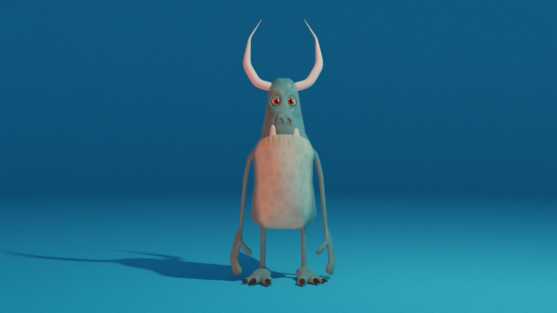 Character monster with horns Low-poly 3D model_6