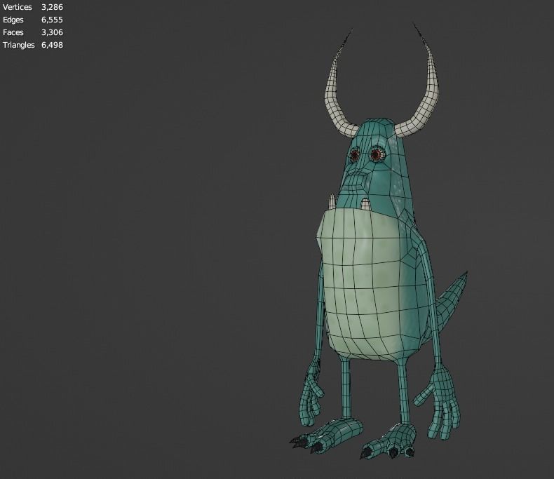 Character monster with horns Low-poly 3D model_26
