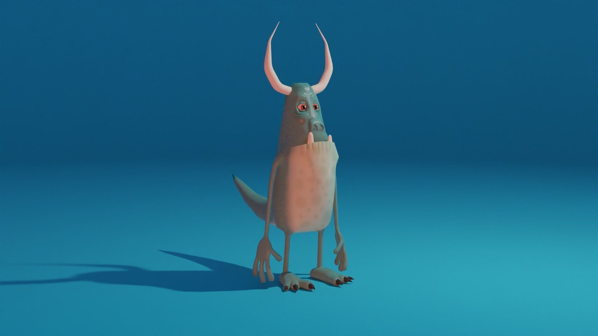 Character monster with horns Low-poly 3D model_5