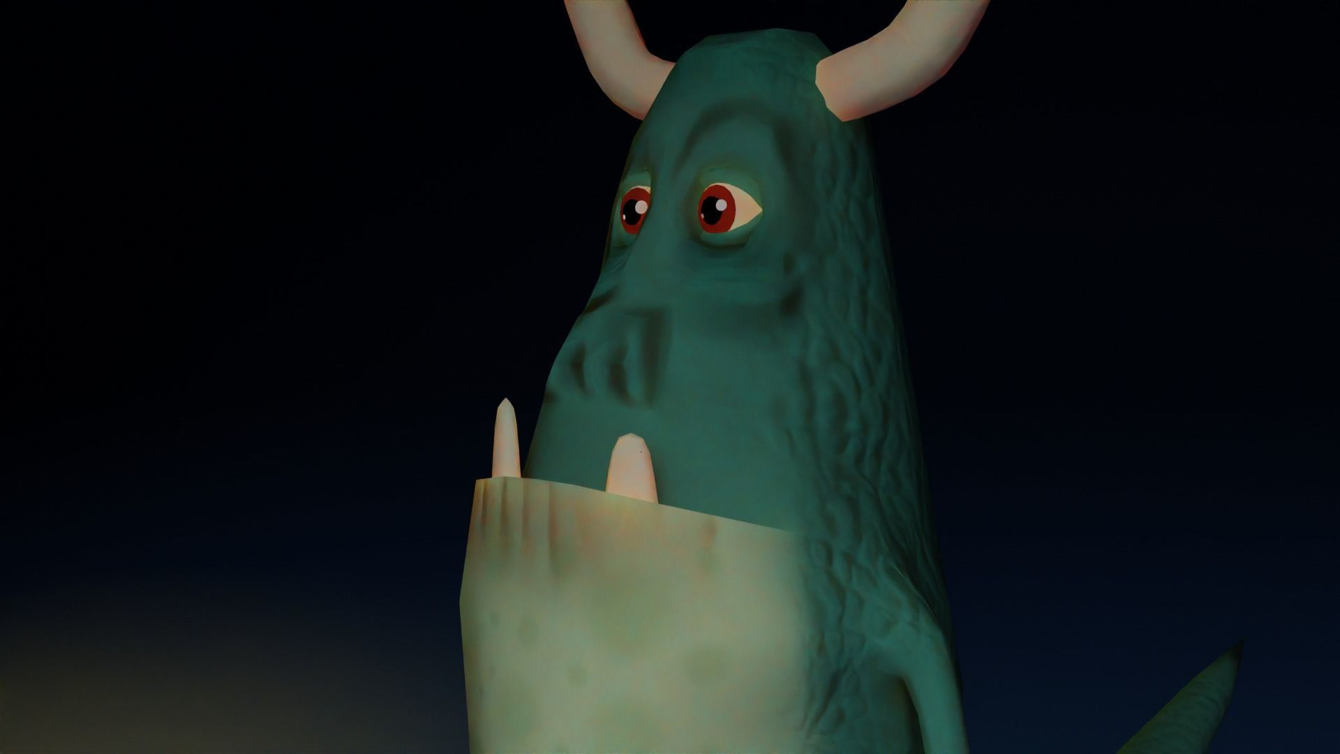 Character monster with horns Low-poly 3D model_3