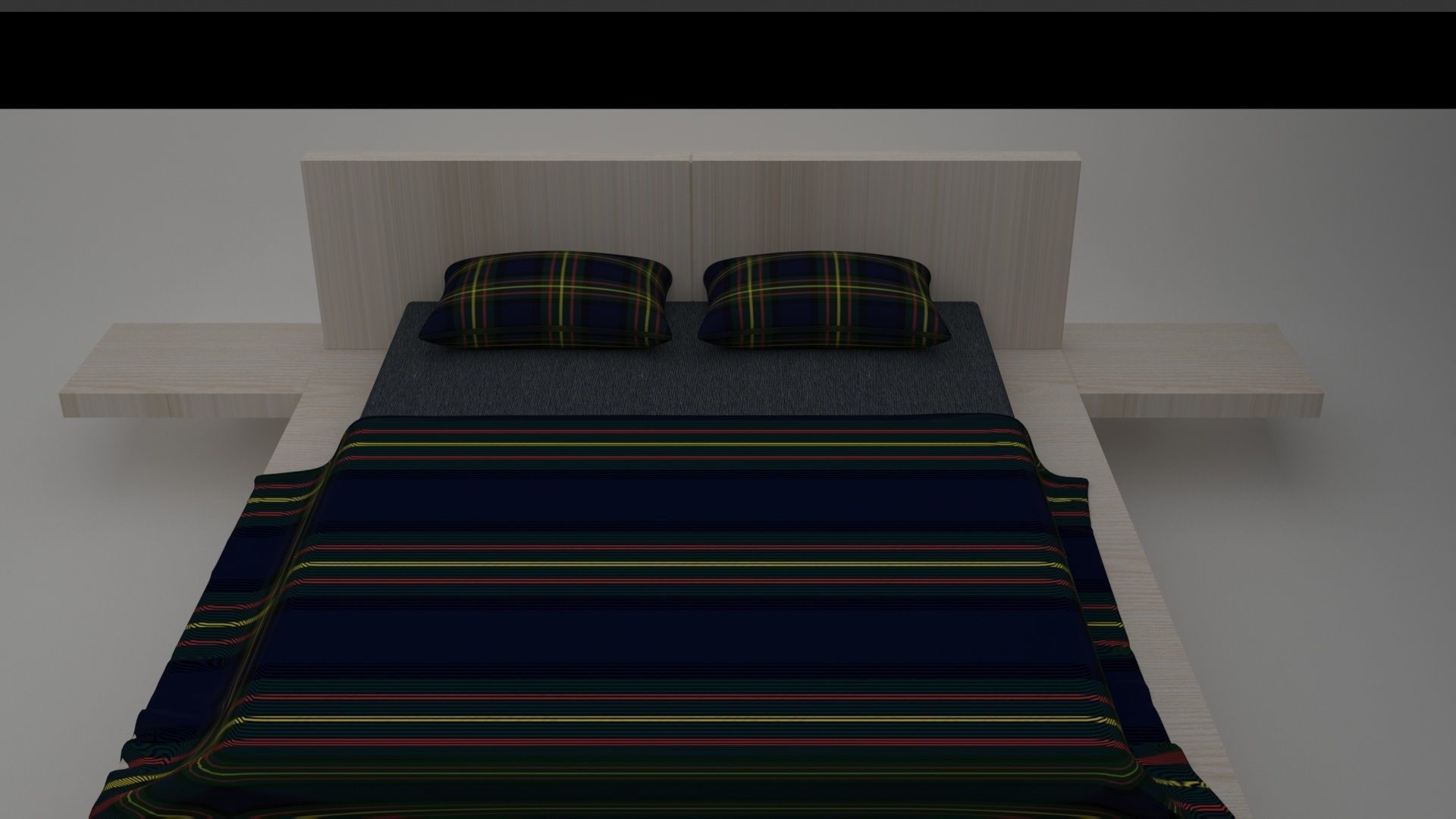 BEDROOM bed with stripes 3D model_6