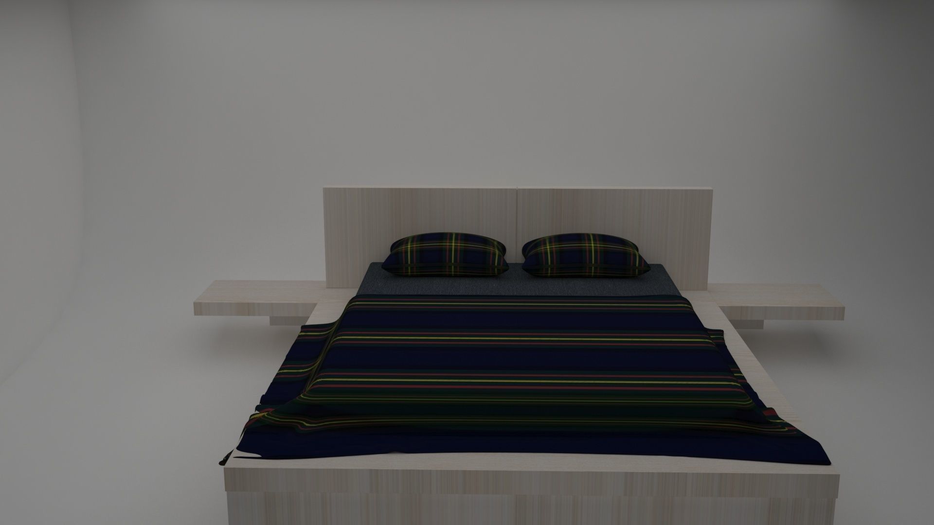 BEDROOM bed with stripes 3D model_5