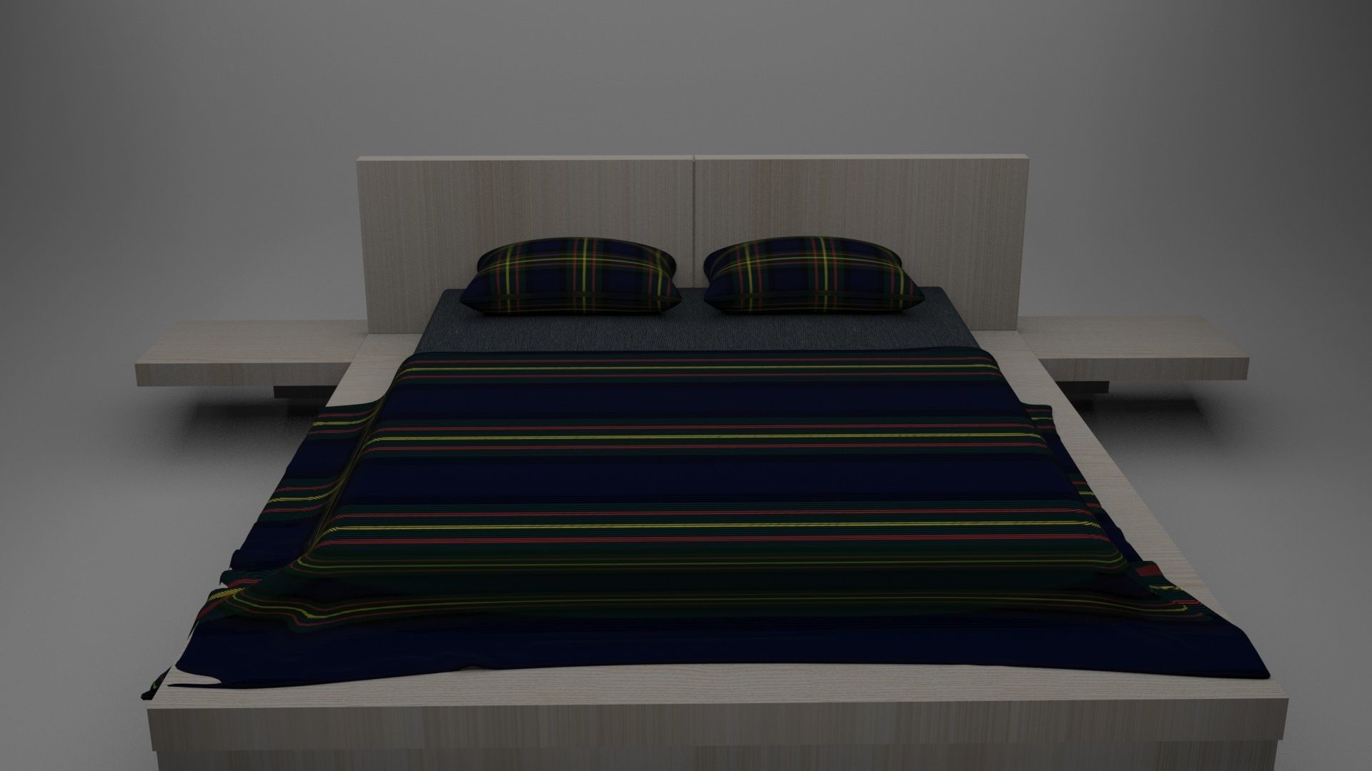 BEDROOM bed with stripes 3D model_7