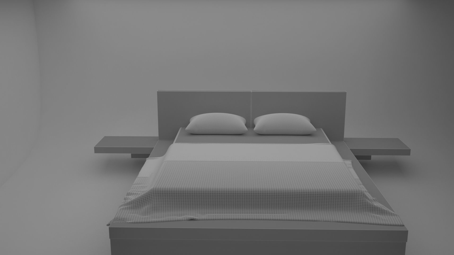 BEDROOM bed with stripes 3D model_8