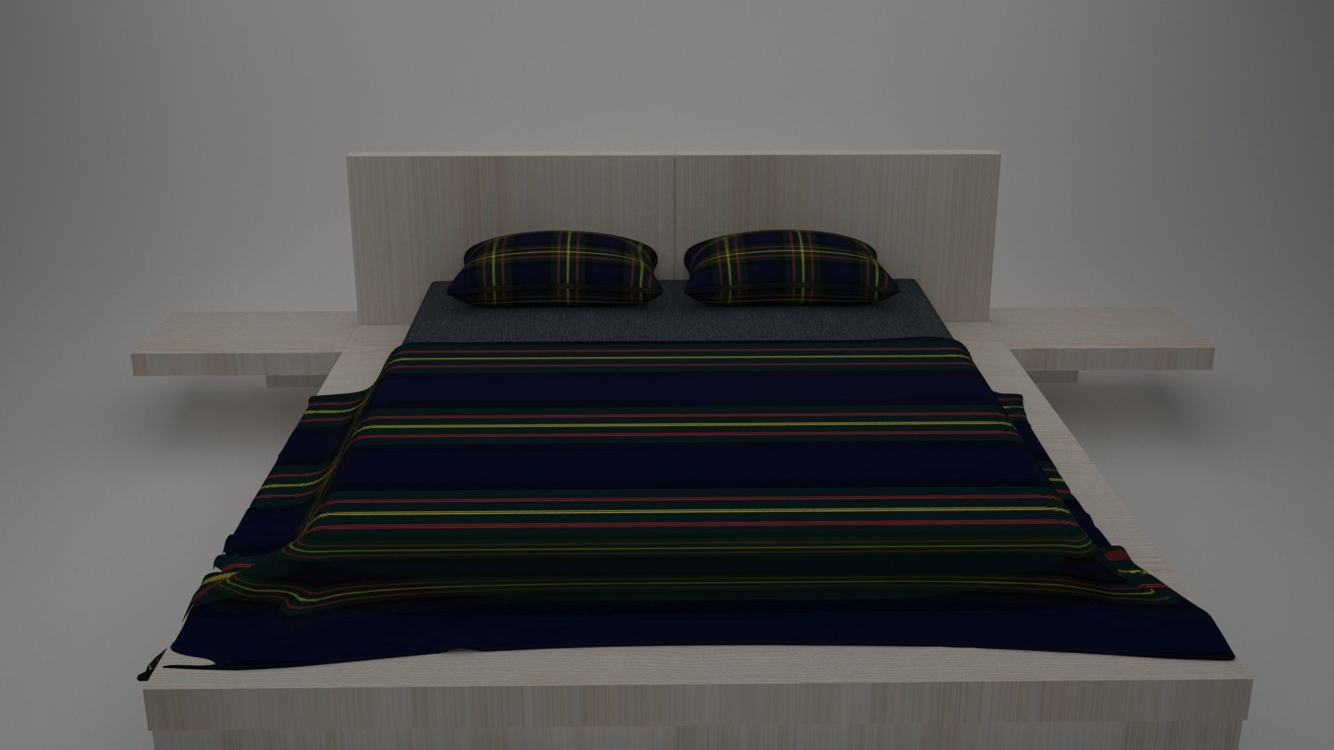 BEDROOM bed with stripes 3D model_1