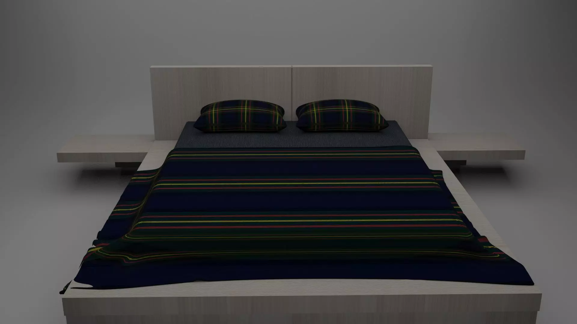 BEDROOM bed with stripes 3D model_0