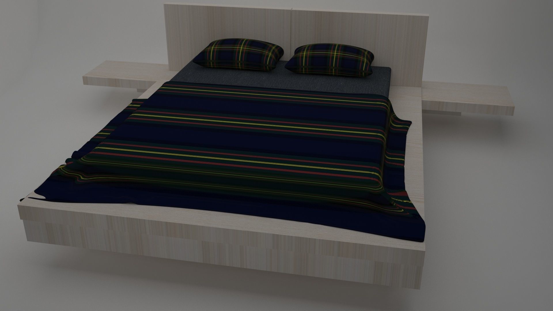 BEDROOM bed with stripes 3D model_3