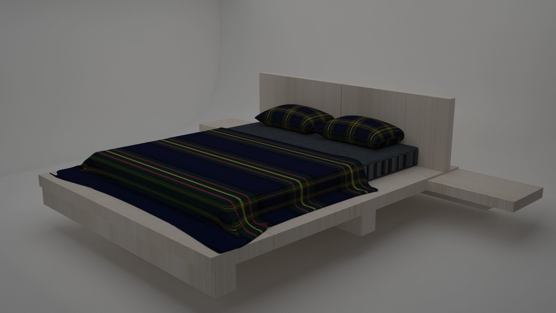 BEDROOM bed with stripes 3D model_4
