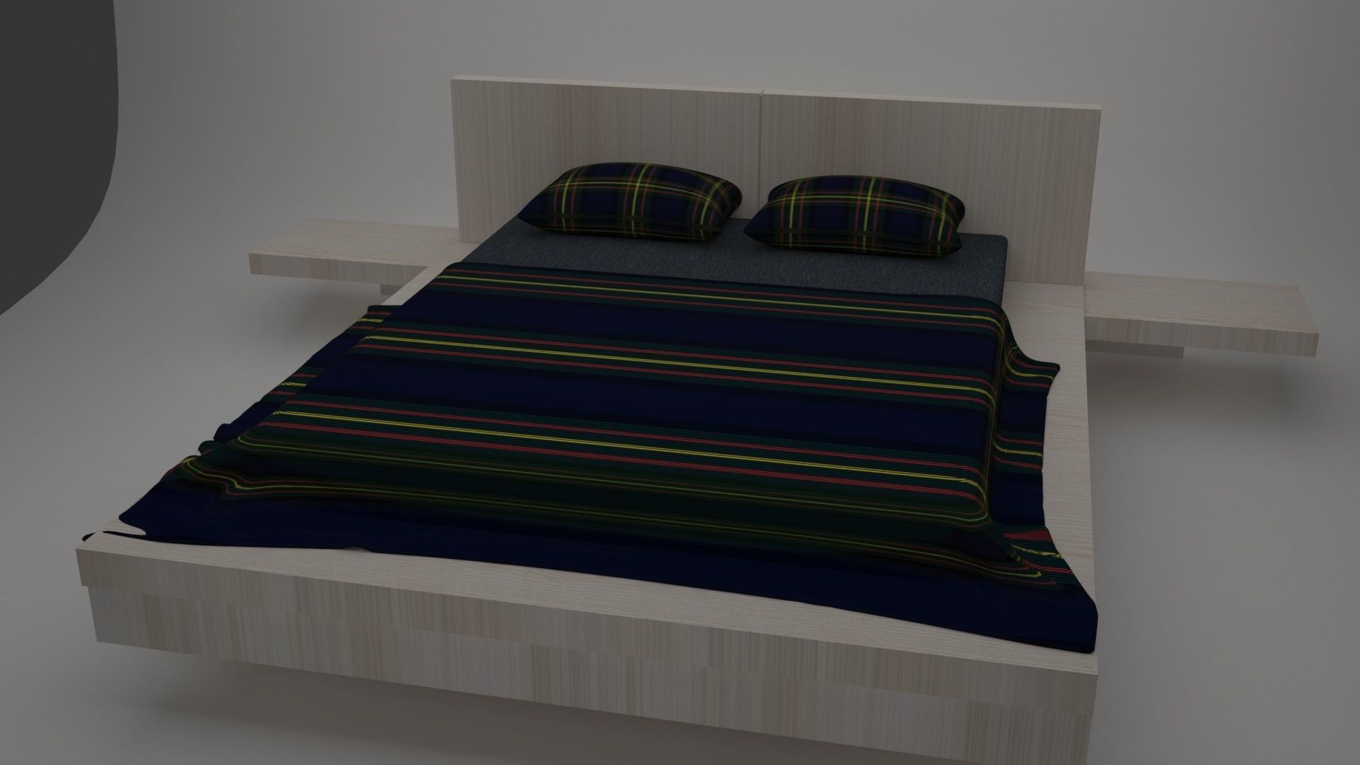 BEDROOM bed with stripes 3D model_2