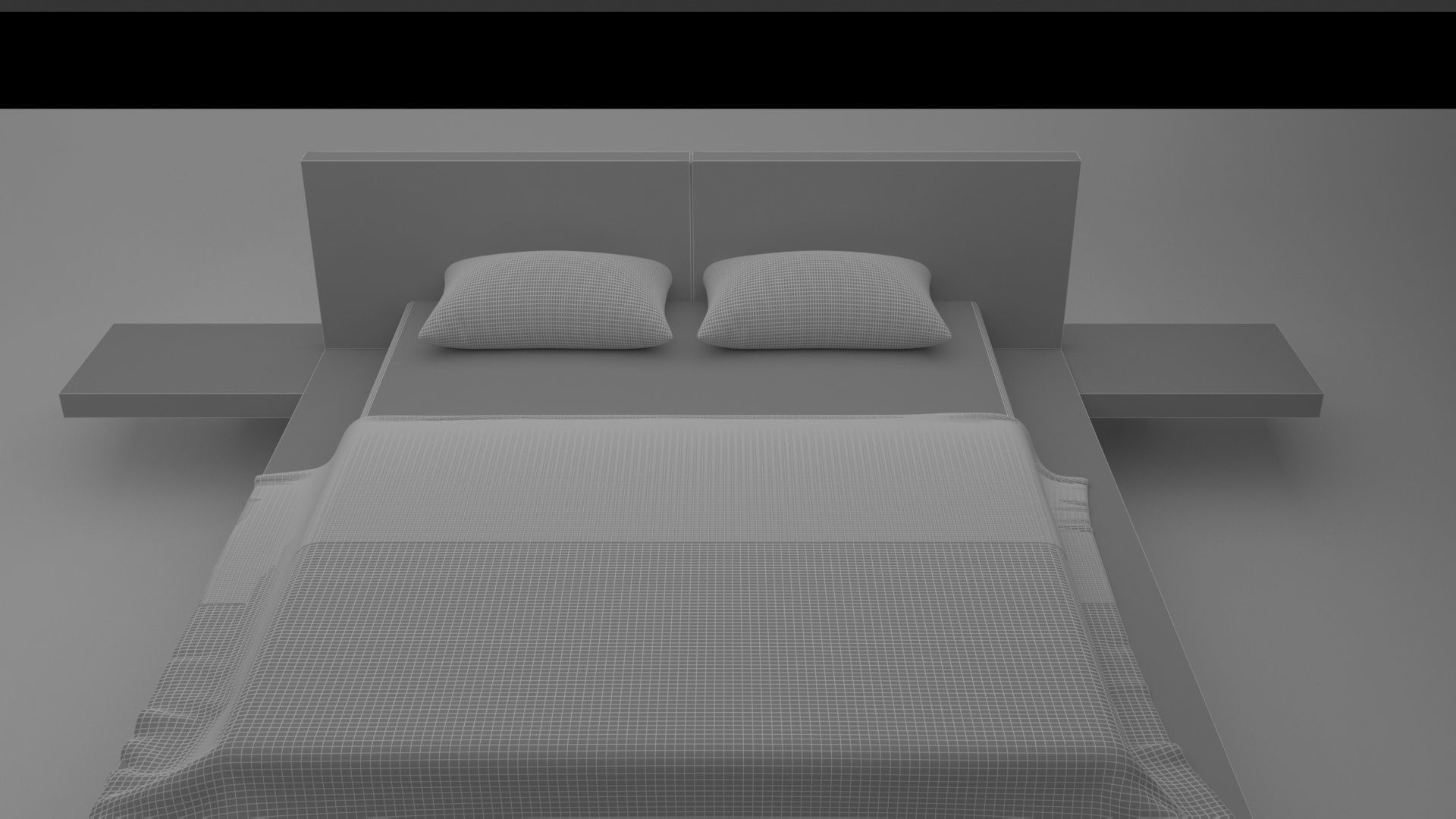 BEDROOM bed with stripes 3D model_9