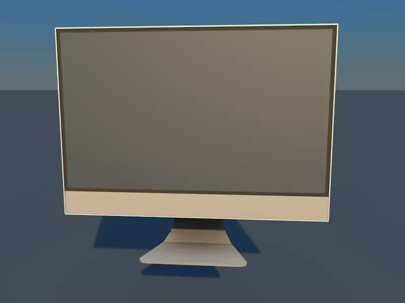 Desktop computer monitor Low-poly 3D model_0