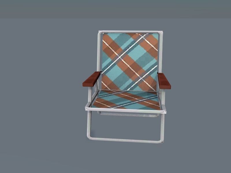AluminumChair folding chair with plaid pattern Low-poly 3D model_1