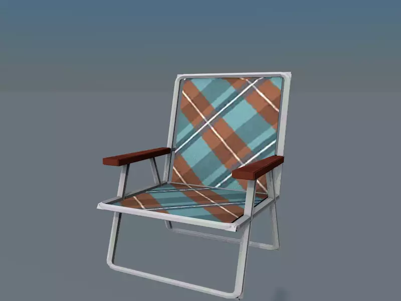 AluminumChair folding chair with plaid pattern Low-poly 3D model_0