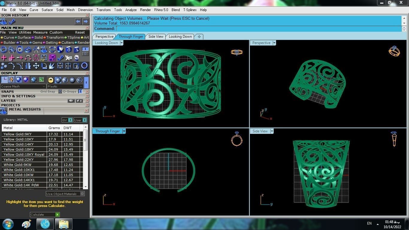 Bracelet filigree gold cuff ring 3D print model_4