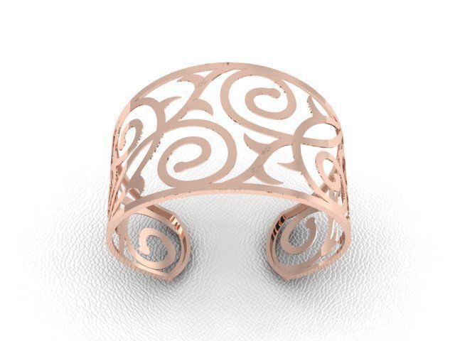Bracelet filigree gold cuff ring 3D print model_2