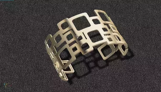 Bracelet gold cuff with squares