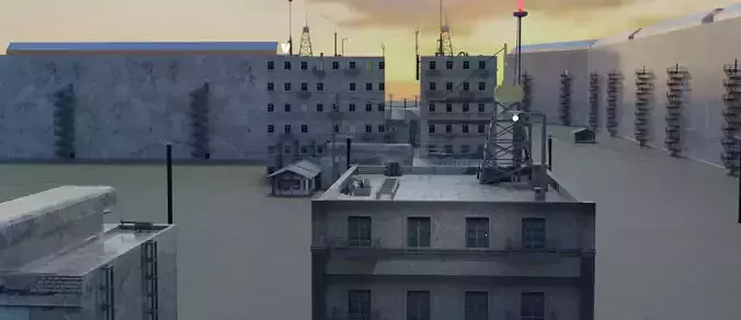 Helicopter Skyscraper Western City Low-poly 3D model