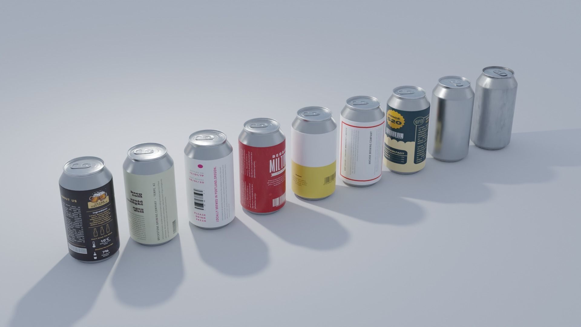 Ultimate Beer can Pack 9 Variants 4K Low-poly 3D model_3