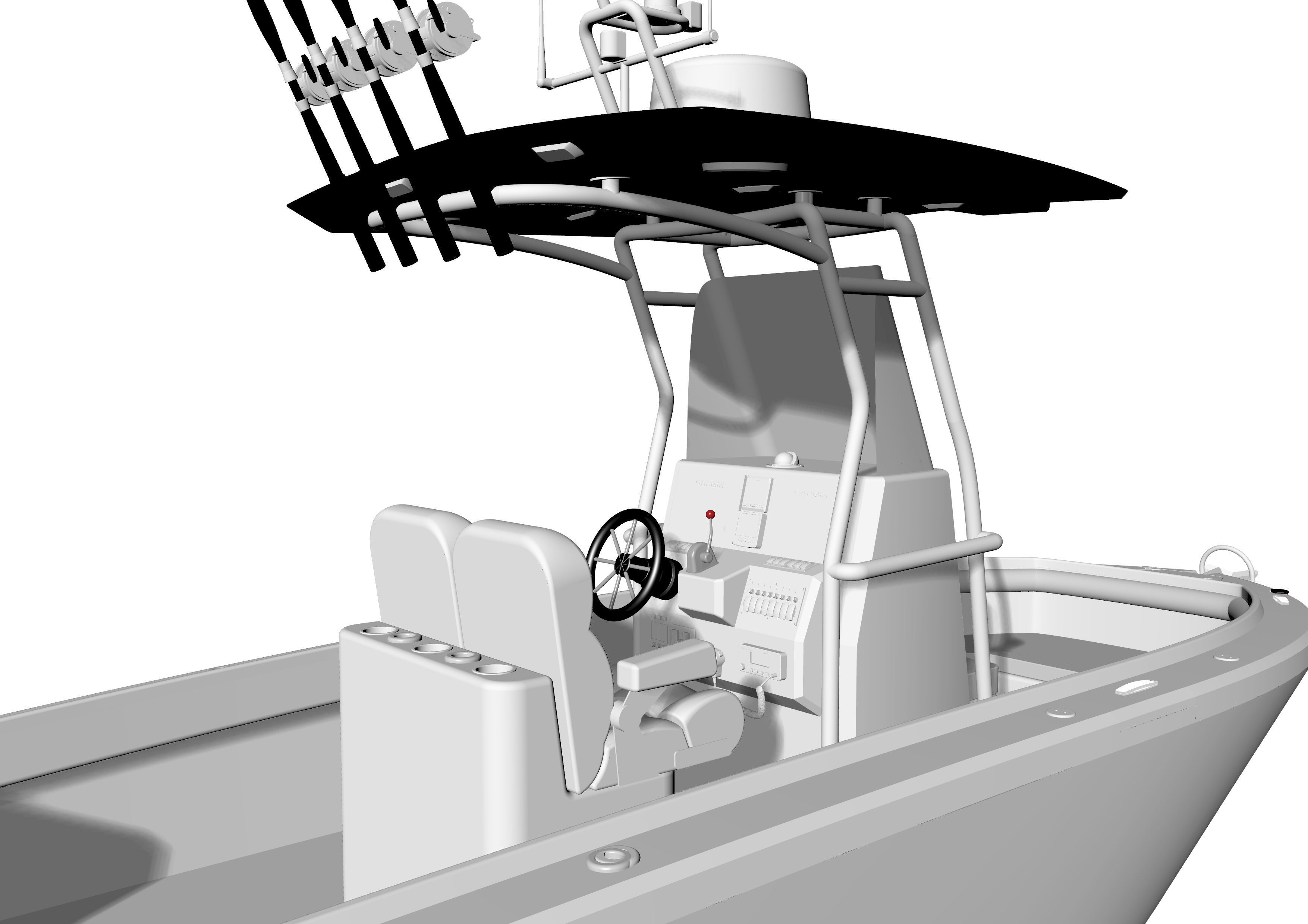 6 Meter Fishing Hard Top Boat  3D model_11