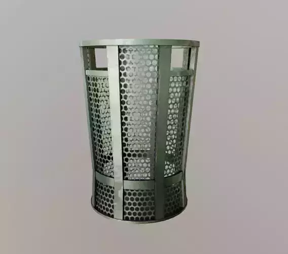 Trash metal can with holes in it