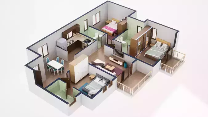 3D Floor Plan Model 53
