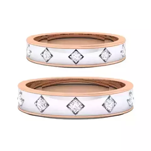Solitaire Couple Band Rings