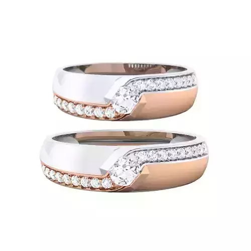 Solitaire Couple Band Rings