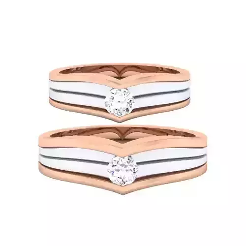 Solitaire Couple Band Rings
