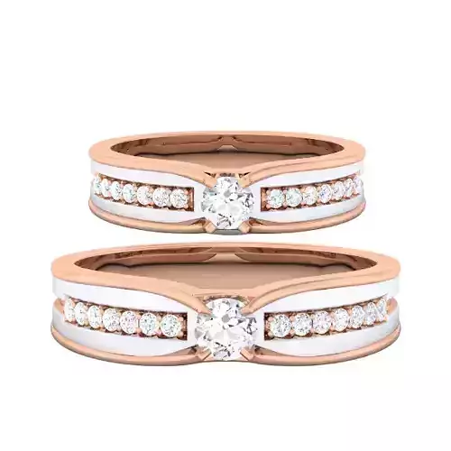 Solitaire Couple Band Rings