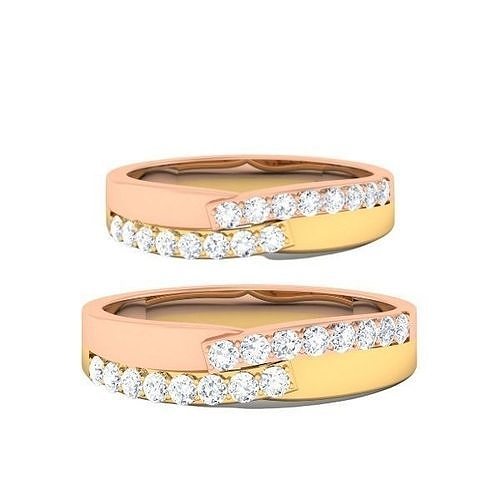 Solitaire Couple Band Rings 3D print model