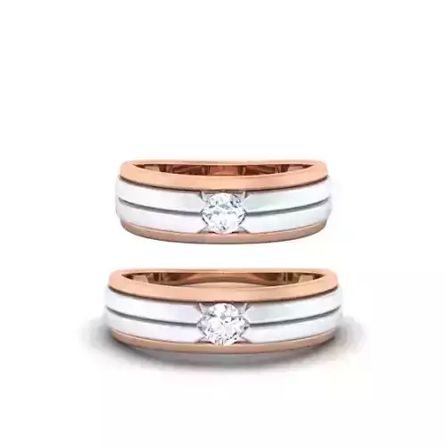 Solitaire Couple Band Rings