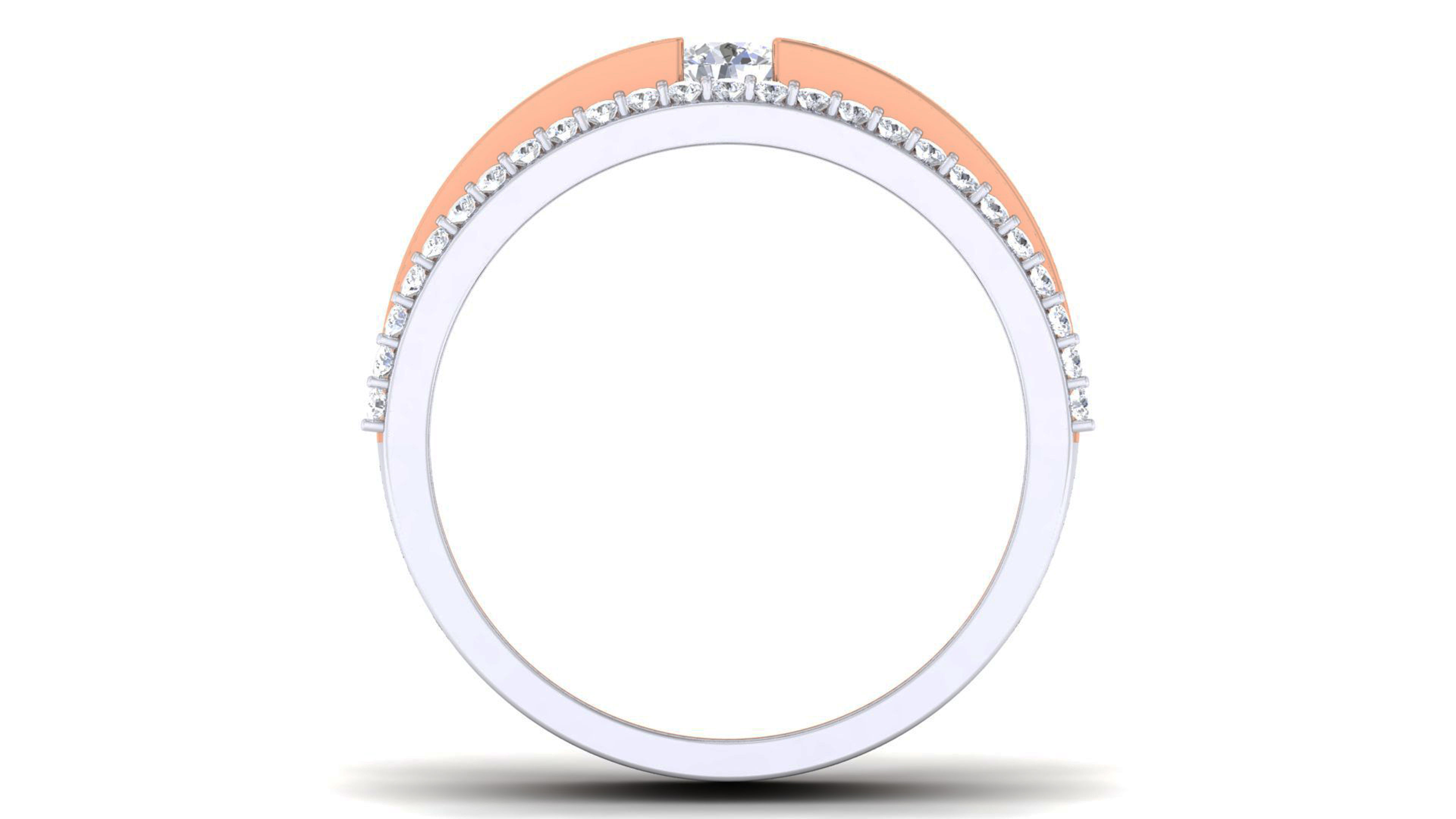 Solitaire Couple Band Rings 3D print model_1