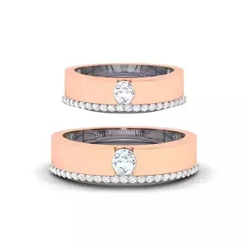 Solitaire Couple Band Rings