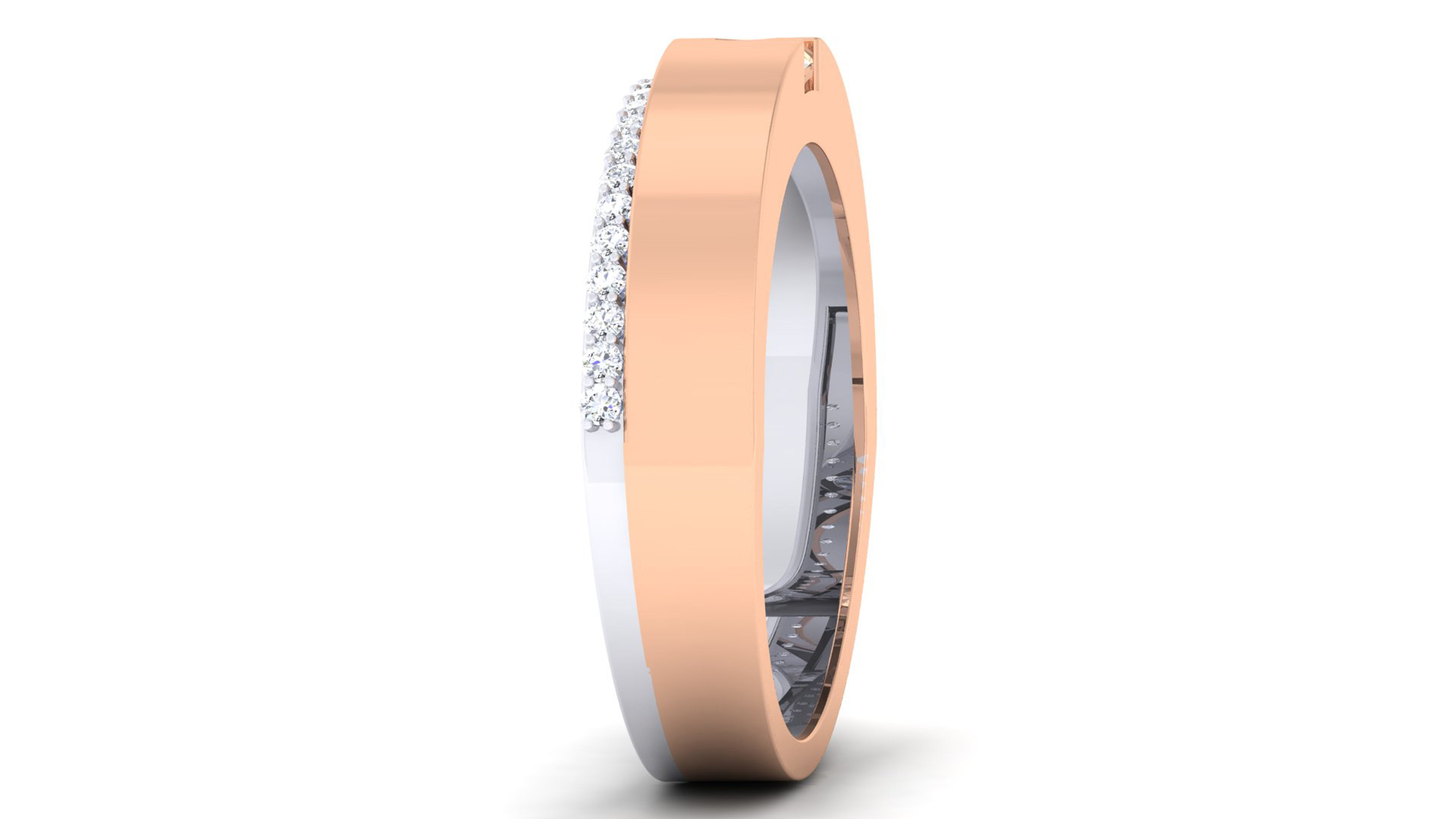 Solitaire Couple Band Rings 3D print model_3